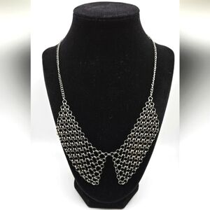 Black Gunmetal Chainmail  Necklace Split Collar Gothic